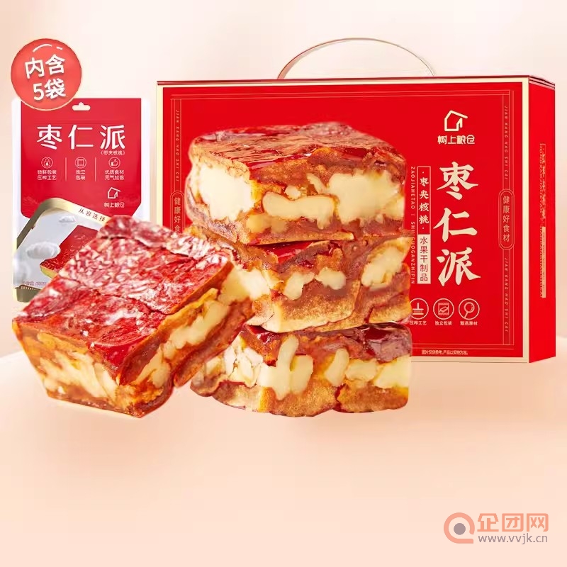 好想你_树上粮仓枣仁派礼盒990g枣夹核桃新疆红枣夹心派大块