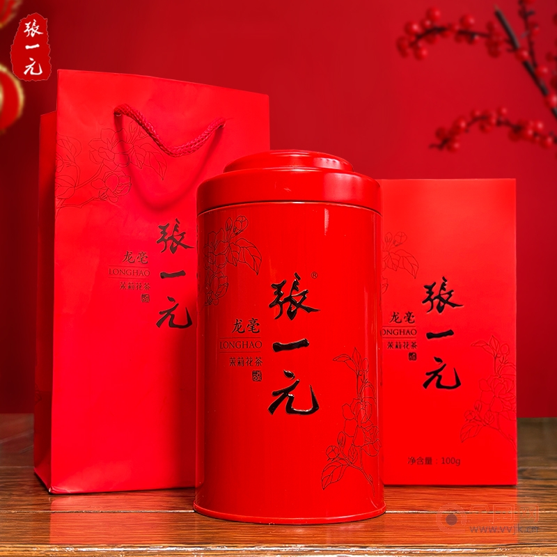张一元茶叶特种八窨茉莉花茶龙毫100g盒装