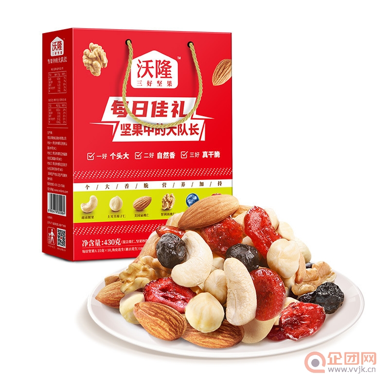 沃隆每日坚果佳礼组合健康干果仁430g混合果仁无添加营养零食礼盒